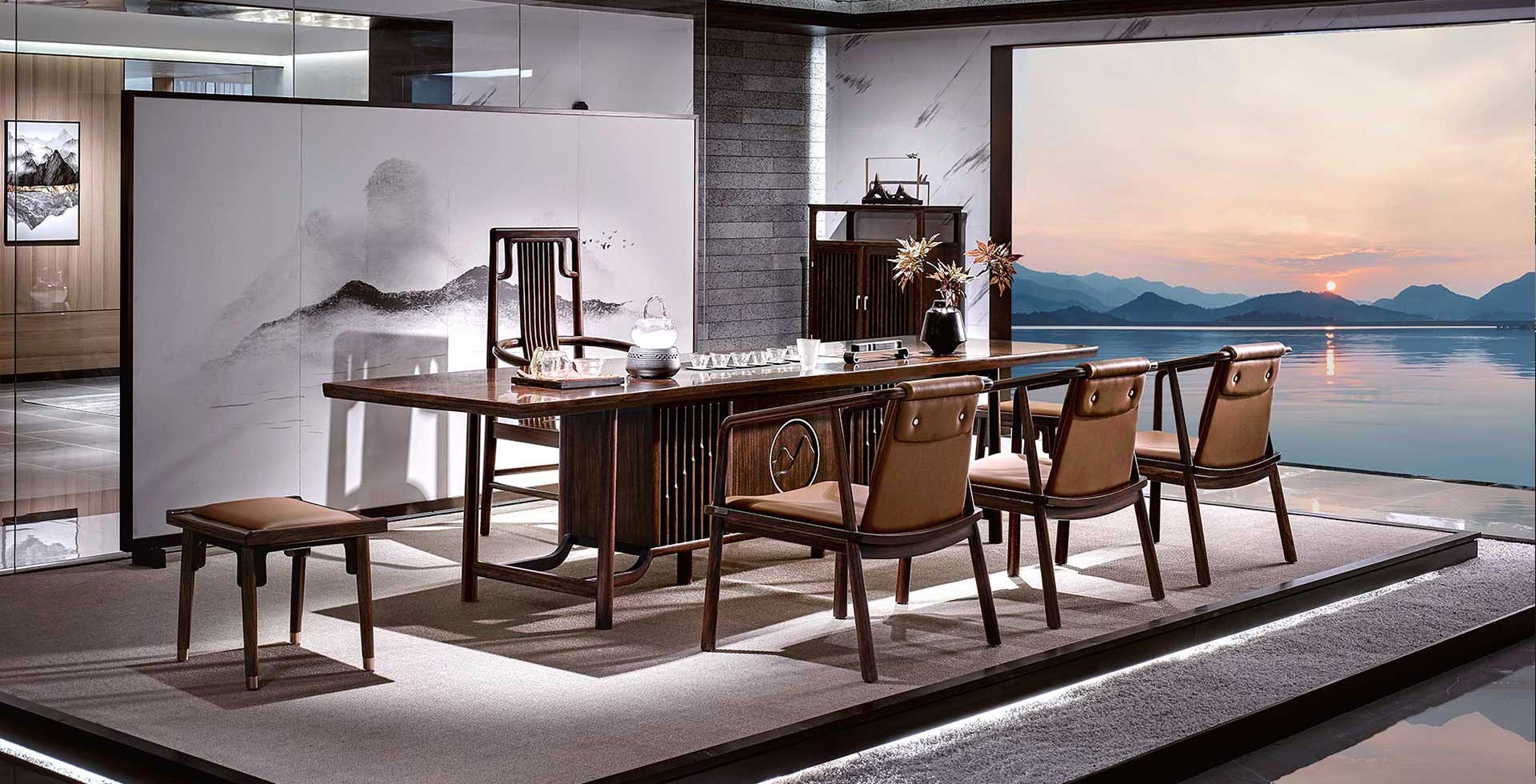 銘悅茶臺(tái)新中式客廳空間效果