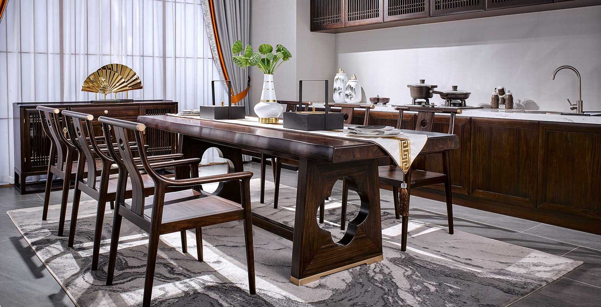 嘉肴東方先生新中式實(shí)木餐廳空間效果圖 嘉肴東方先生新中式實(shí)木餐廳空間